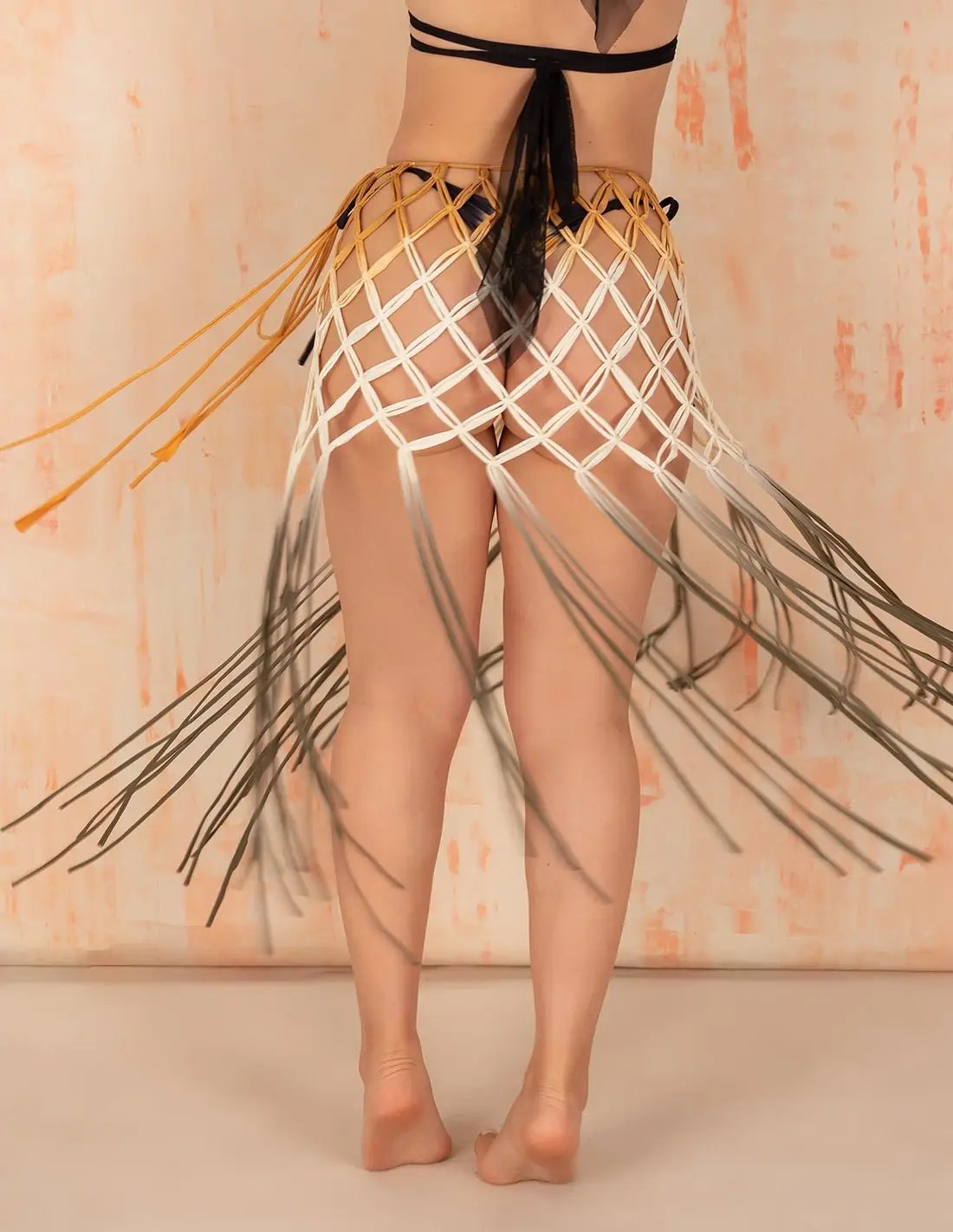 Pareo Santorini Ivory + Yellow + Green - Entreaguas Wearable Art