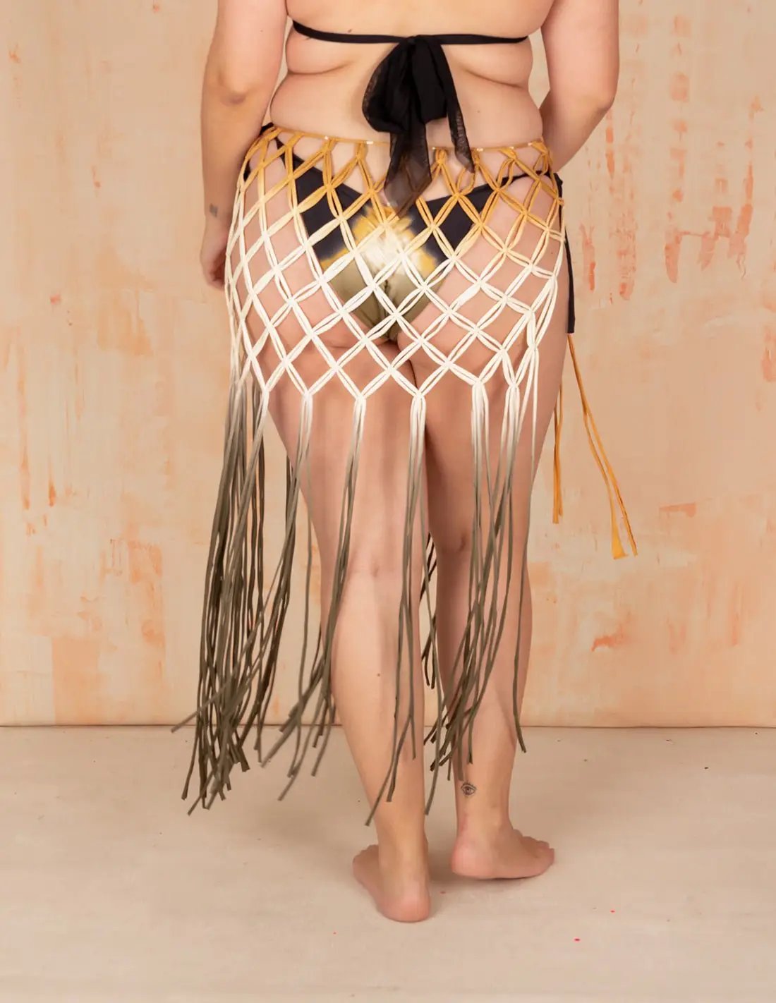 Pareo Santorini Ivory + Yellow + Green - Entreaguas Wearable Art