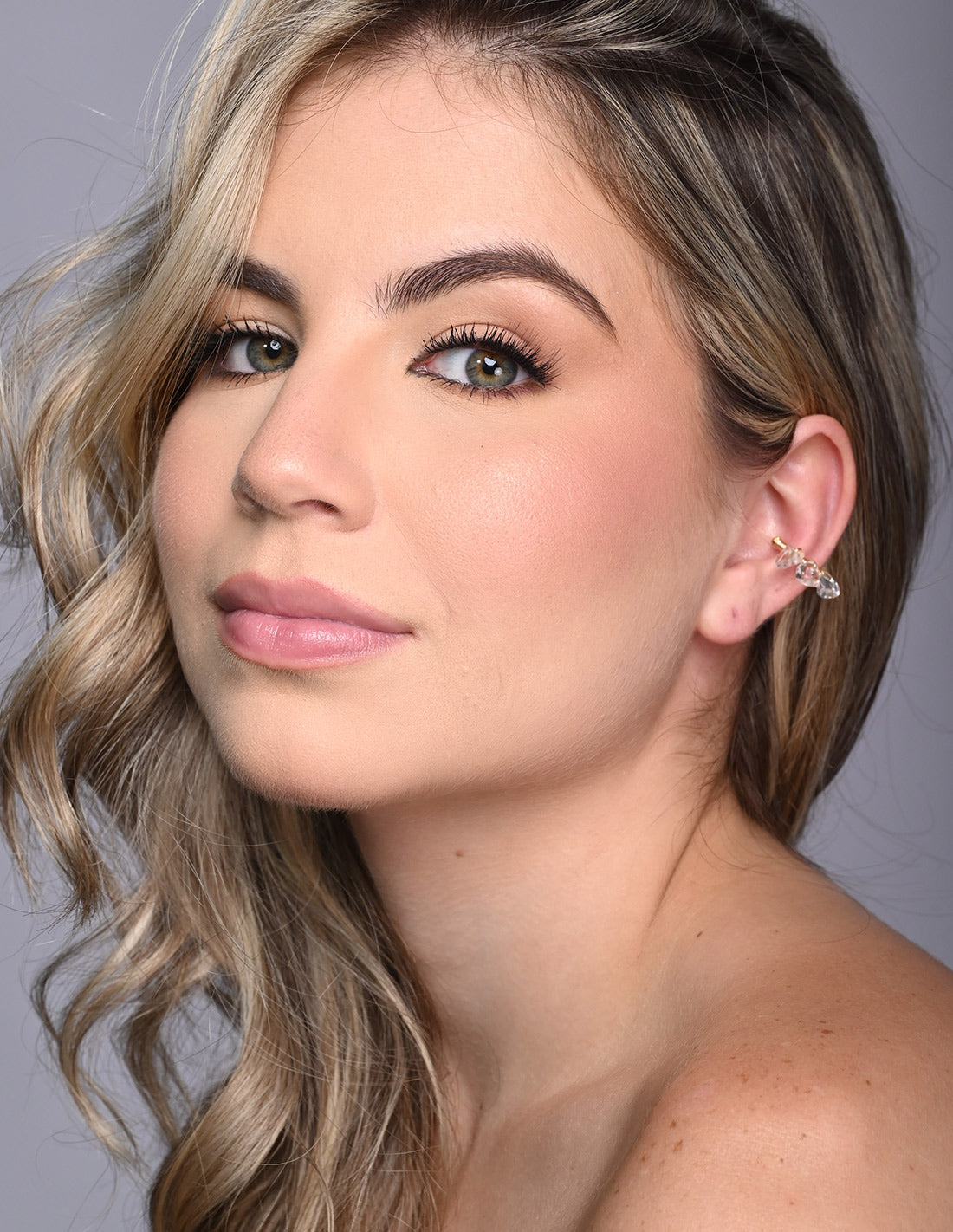 Ear Cuff Ice Quartz Crystal