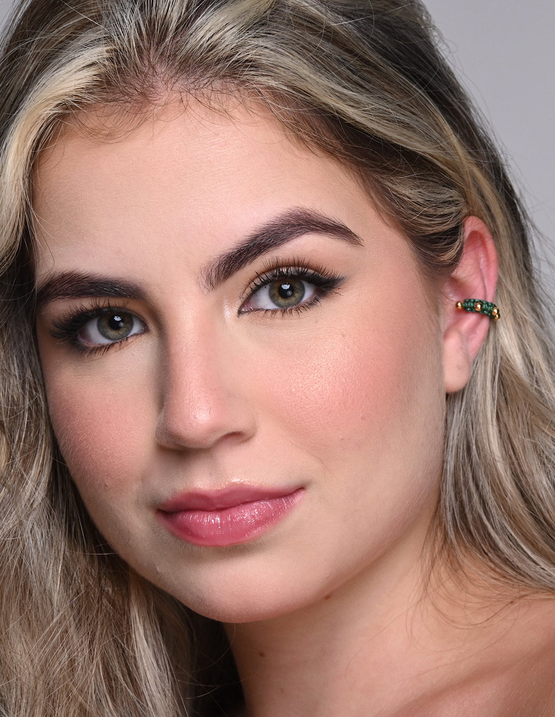 Ear Cuff Luna Lunera Verde Petroleo