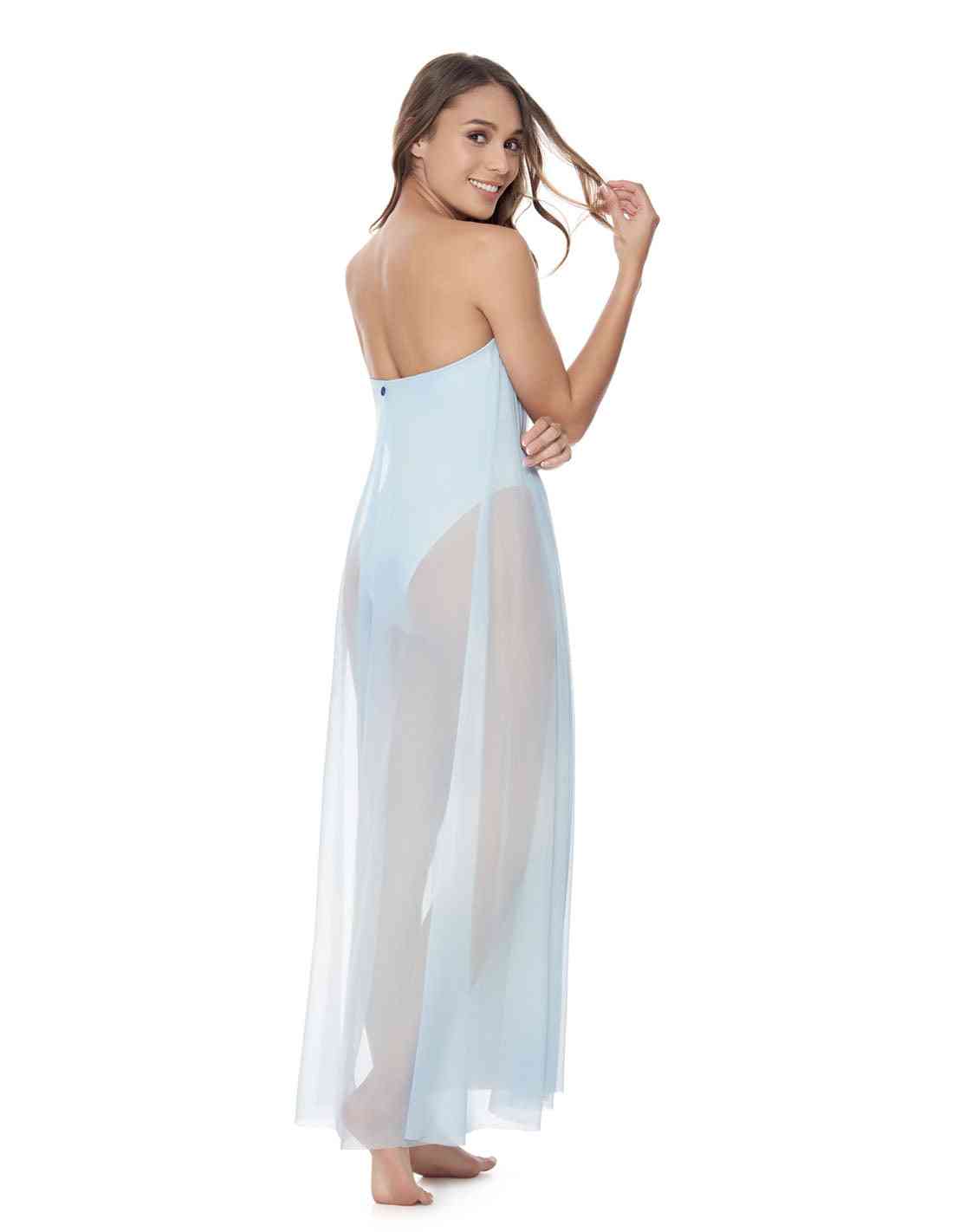 Vestido Siren Calm Blue. Vestido Teñido A Mano Color Calm Blue. Entreaguas
