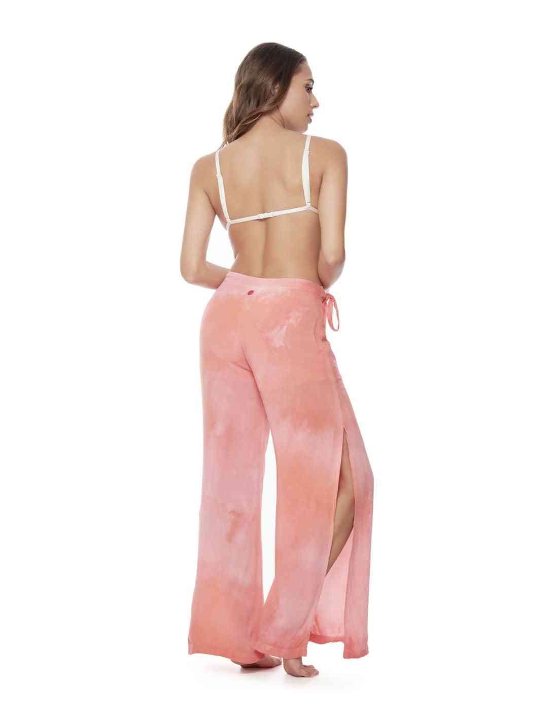 Pantalón Earth Heart Rose. Pantalón De Playa Teñido A Mano Color Heart Rose. Entreaguas