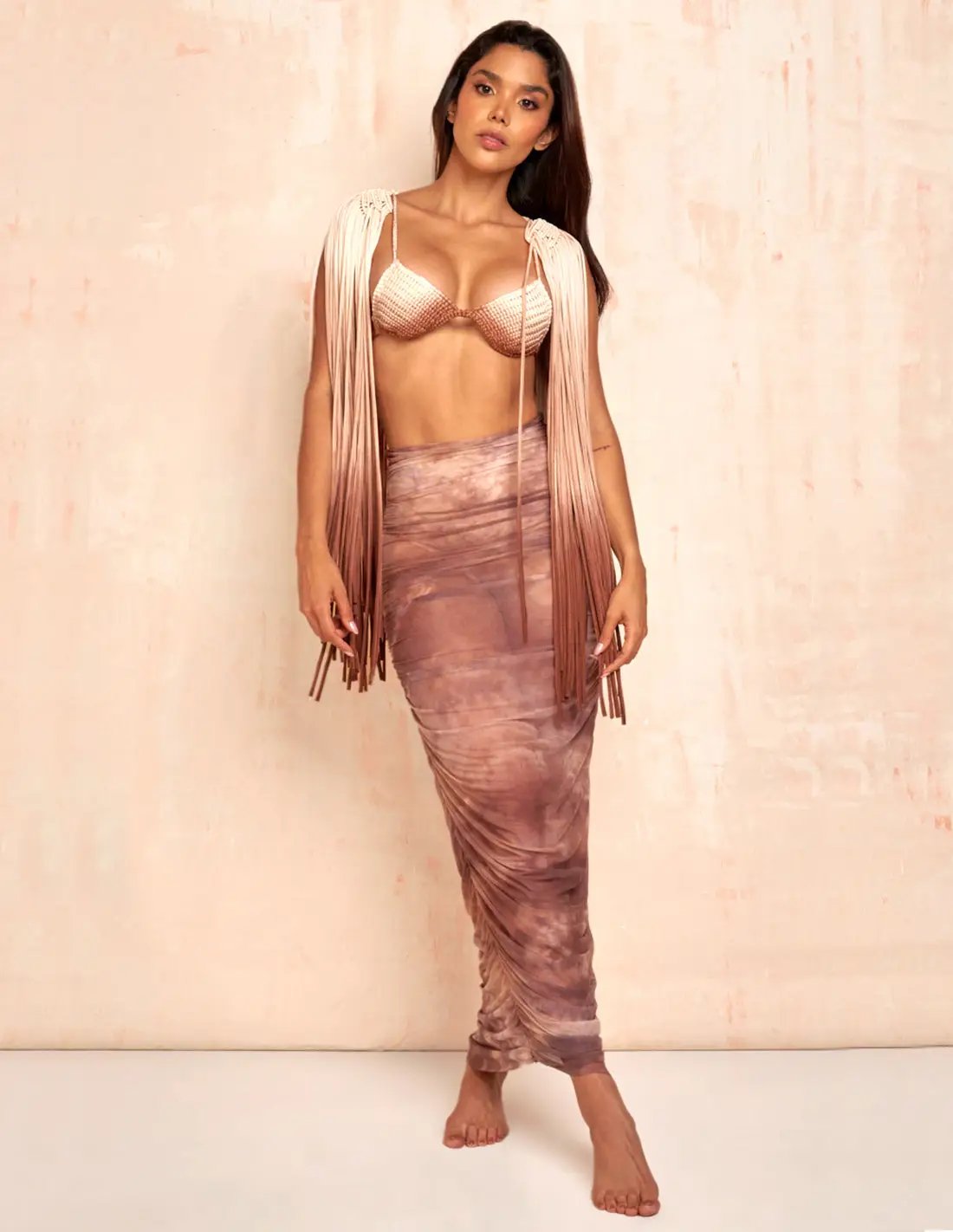 Falda Dunne Spotted Vanilla + Nude + Brown + Black