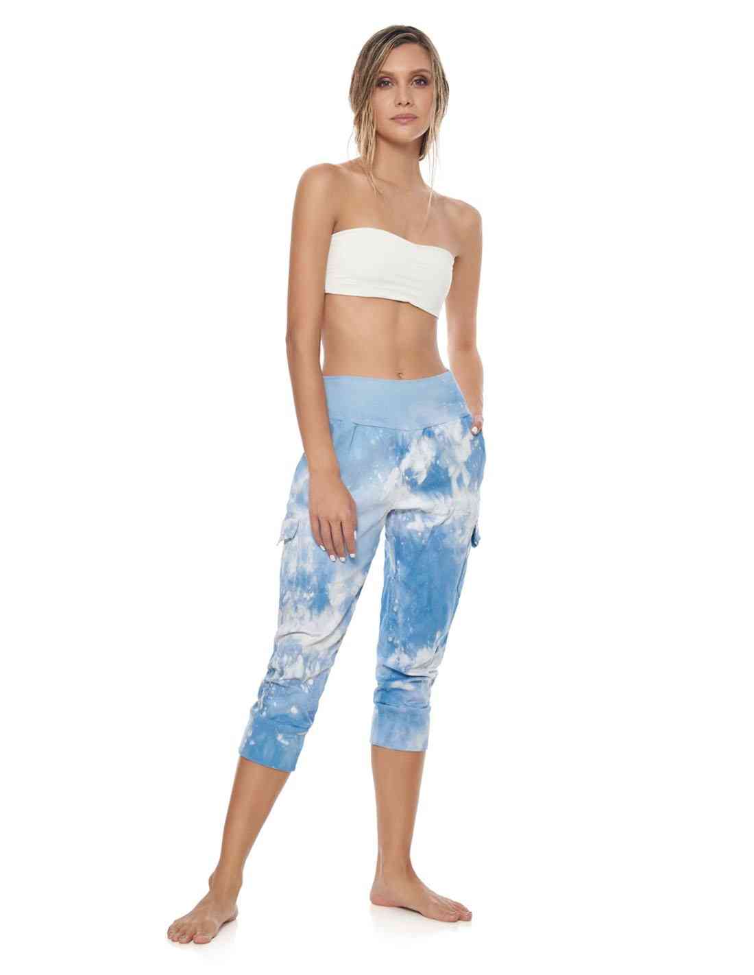 Pantalón Lero Sky Marfil. Pantalón De Playa Teñido A Mano Color Sky Marfil. Entreaguas