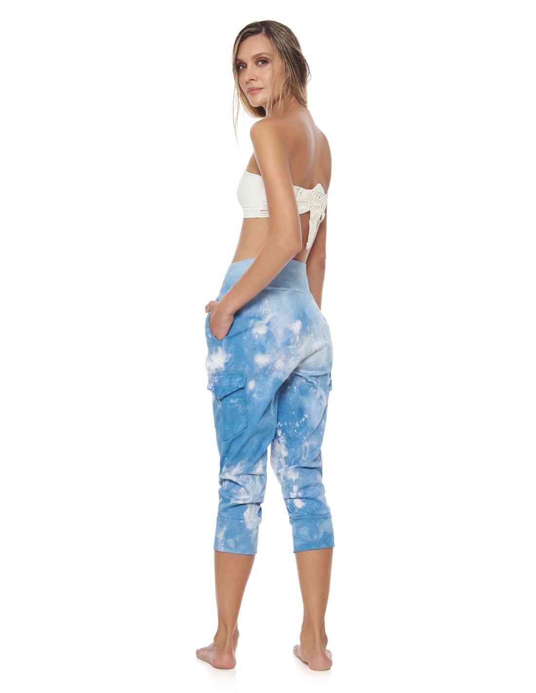 Pantalón Lero Sky Marfil. Pantalón De Playa Teñido A Mano Color Sky Marfil. Entreaguas