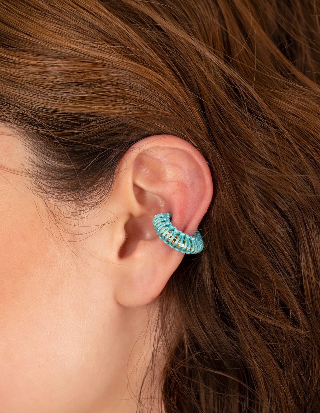 Ear Cuff Luna Llena Turquoise. Ear Cuff Color Turquoise. Entreaguas