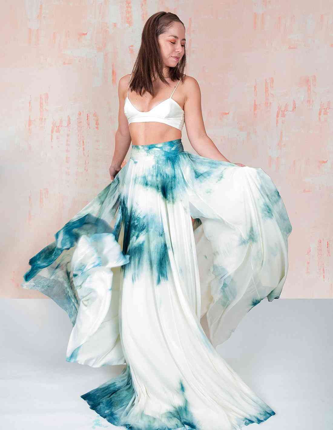 Falda Nadu Verde Petroleo - Entreaguas Wearable Art