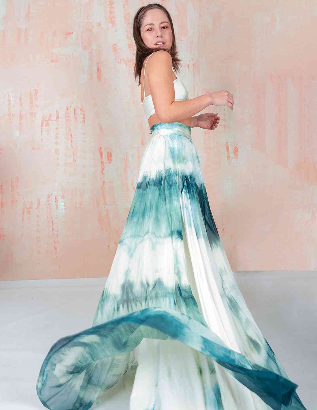 Falda Nadu Verde Petroleo - Entreaguas Wearable Art