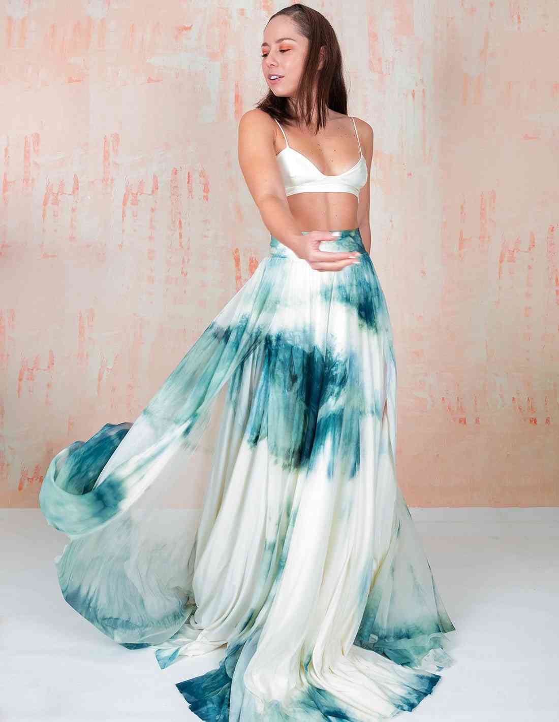 Falda Nadu Verde Petroleo - Entreaguas Wearable Art