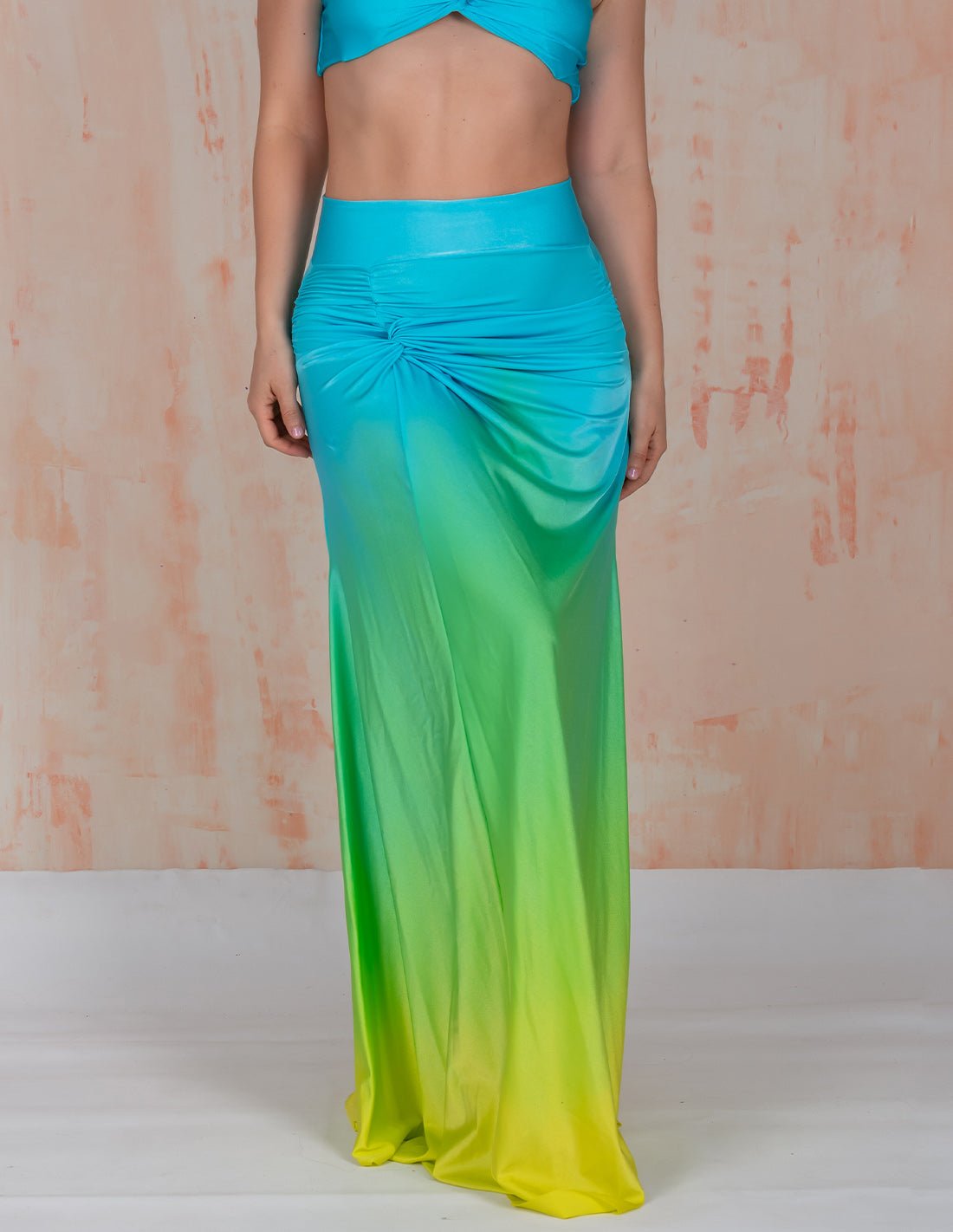 Falda Regalia Sky Blue + Green + Yellow - Entreaguas Wearable Art