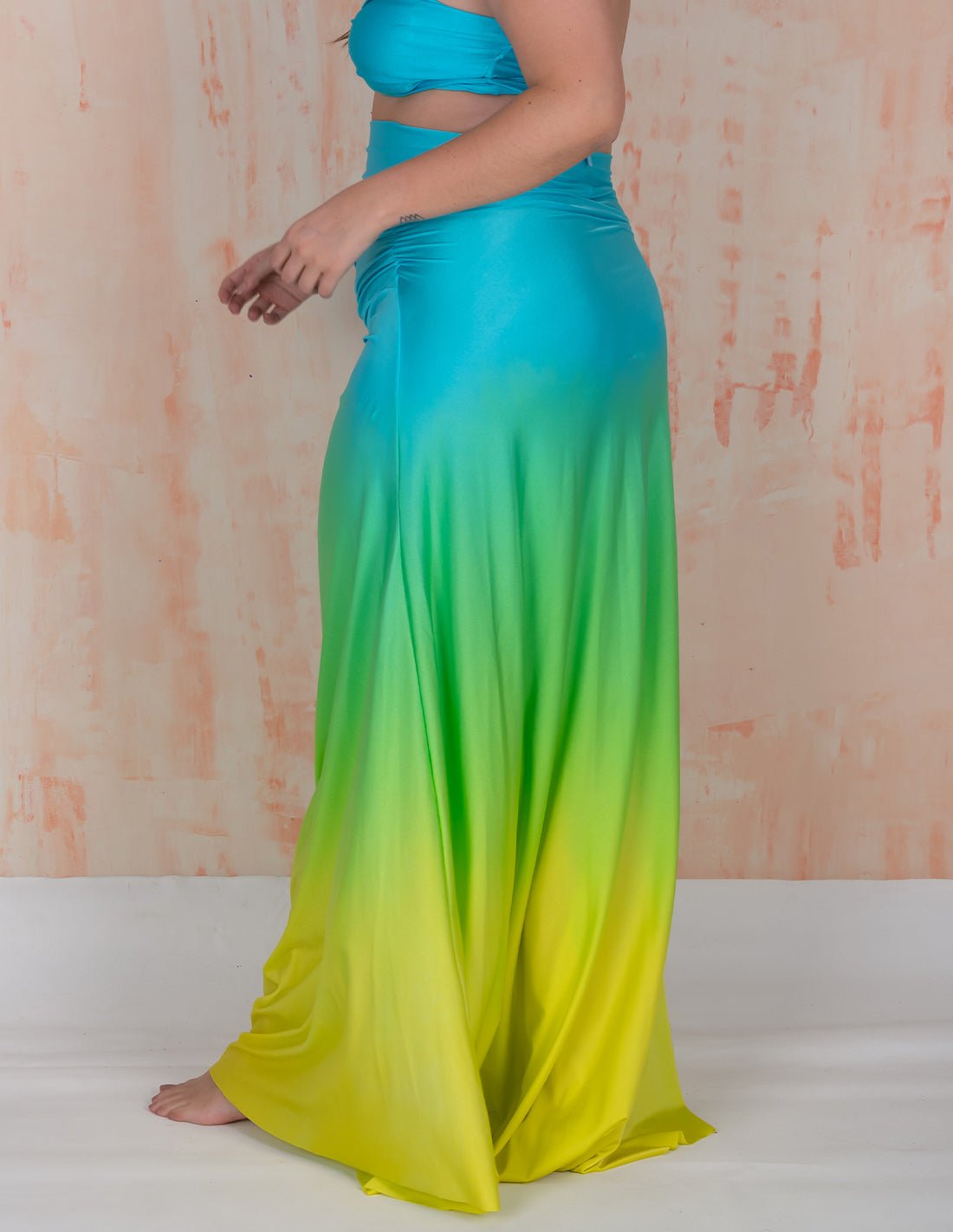 Falda Regalia Sky Blue + Green + Yellow - Entreaguas Wearable Art