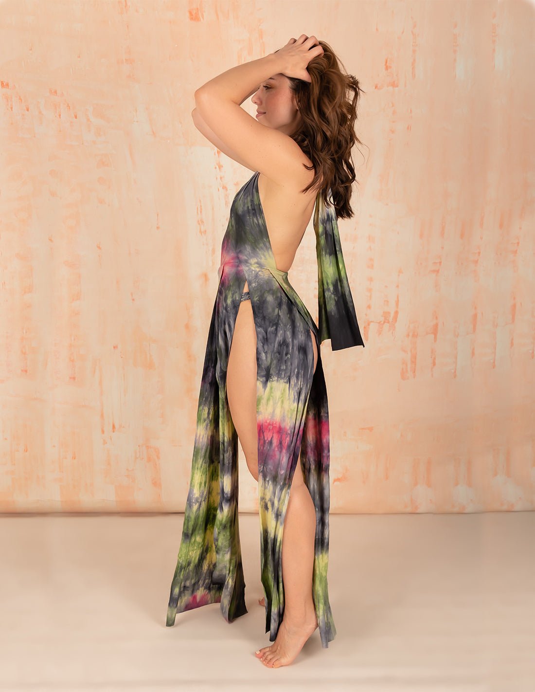 Falda Stripe Olive + Green + Fuchsia + Black - Entreaguas Wearable Art