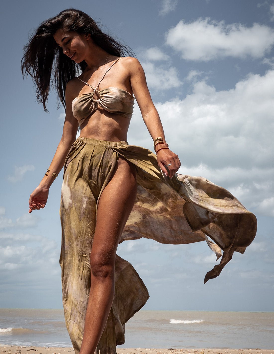 Falda Windy Spotted Army Green - Entreaguas Wearable Art