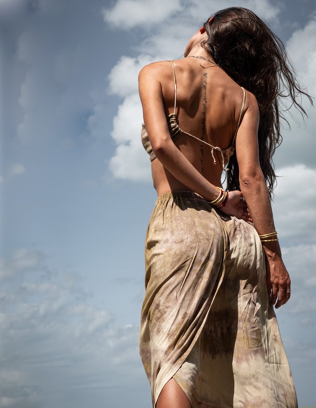 Falda Windy Spotted Army Green - Entreaguas Wearable Art