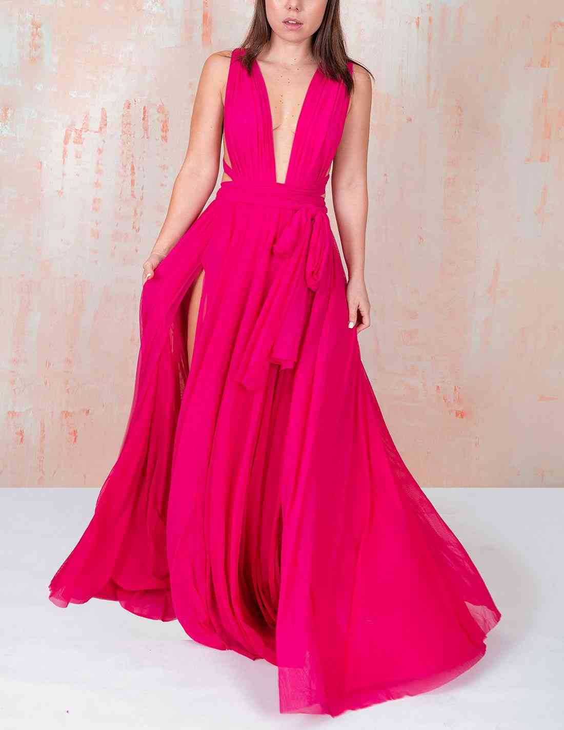 Vestido Hydra Vino Tinto. Vestido Teñido A Mano Color Vino Tinto. Entreaguas