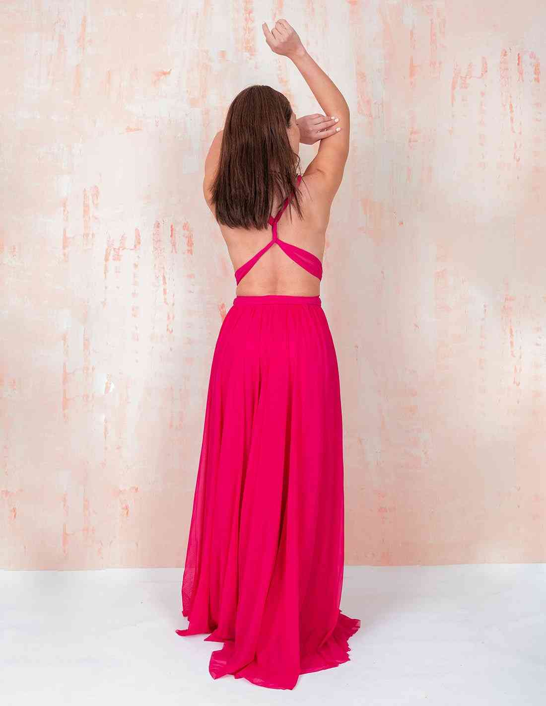 Vestido Hydra Vino Tinto. Vestido Teñido A Mano Color Vino Tinto. Entreaguas