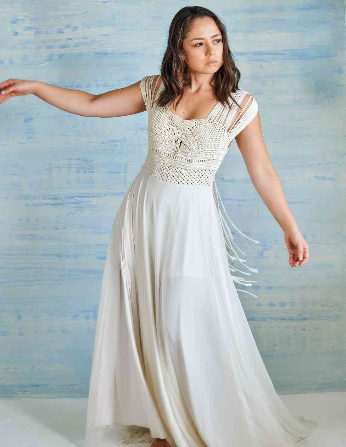 Vestido Papirus Marfil - Entreaguas Wearable Art