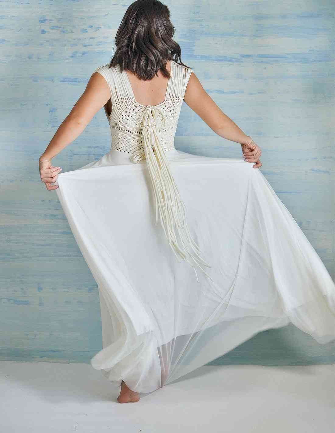 Vestido Papirus Marfil - Entreaguas Wearable Art