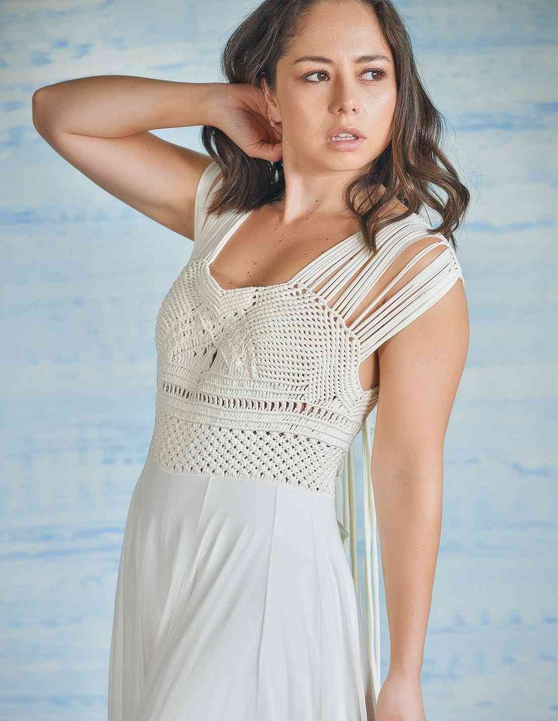 Vestido Papirus Marfil - Entreaguas Wearable Art