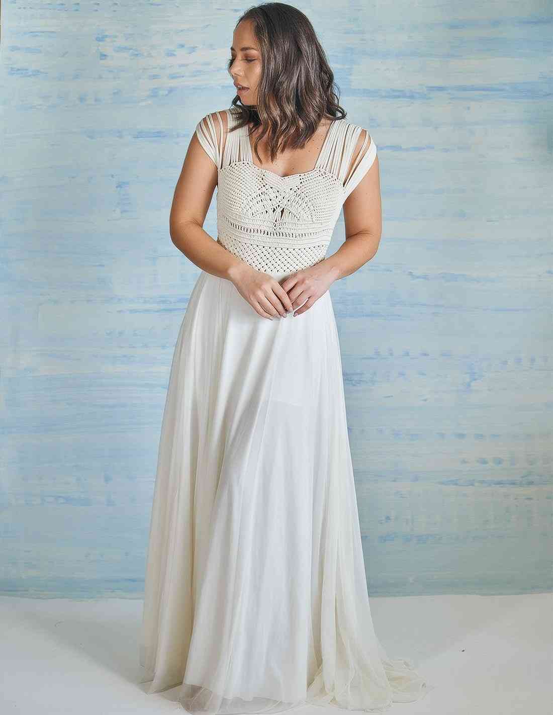 Vestido Papirus Marfil - Entreaguas Wearable Art