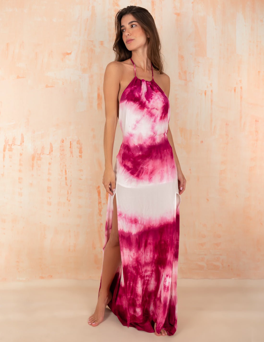 Vestido Rancheria Spotted Burgundy - Entreaguas Wearable Art