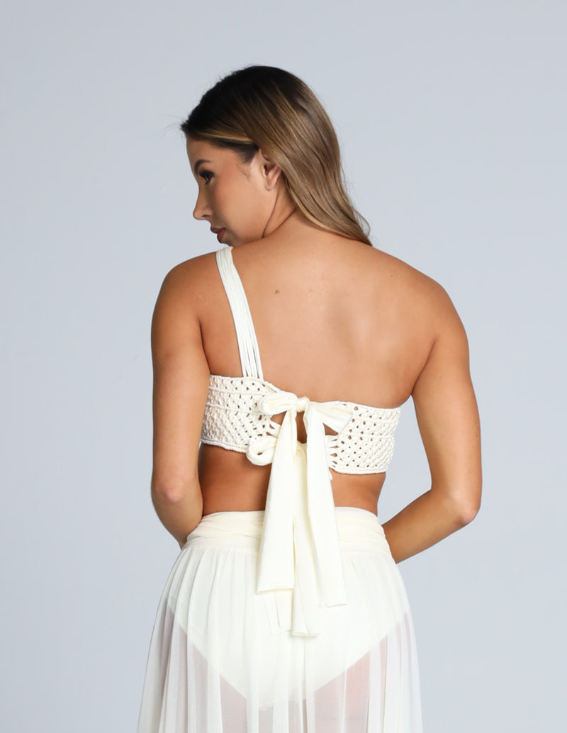 Crop Top Unilato Marfil