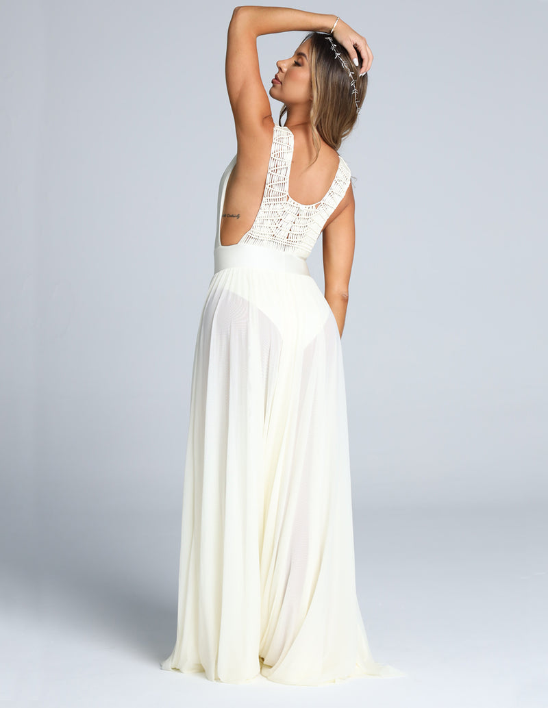 Vestido Equinoccio Tejido Macramé Marfil
