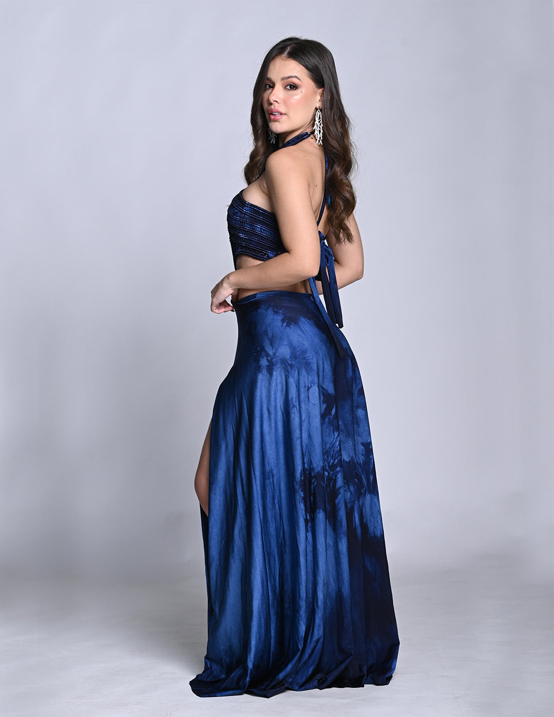Falda Ventus Night Blue Hand Dyed. Falda Teñido A Mano Color Night Blue Hand Dyed