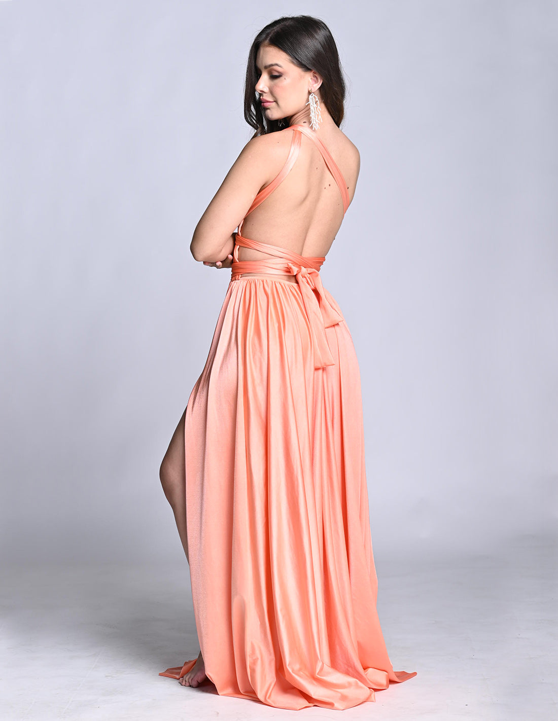 Vestido Plutón Salmon. Vestido Teñido A Mano Color Salmon