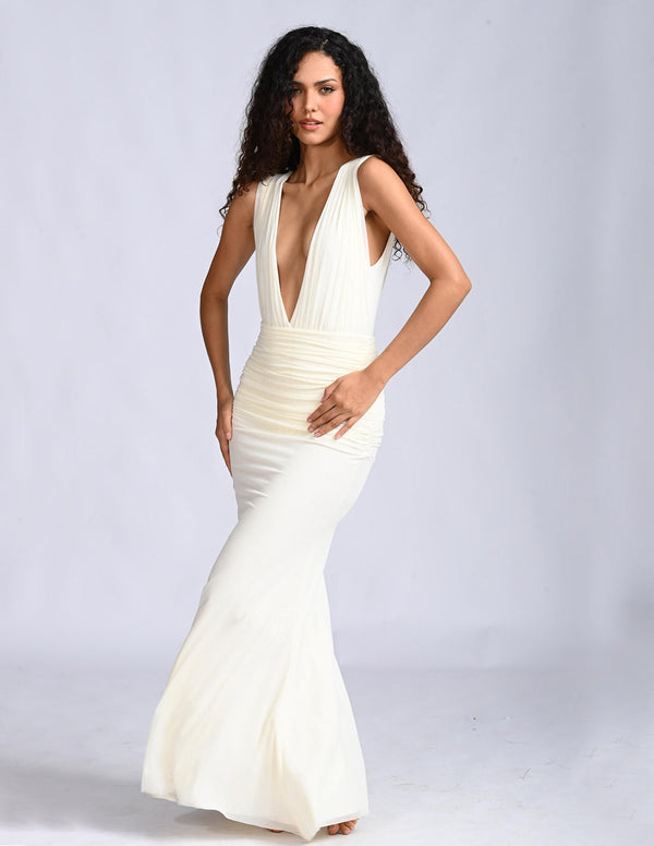Vestido Naia Marfil. Vestido Color Marfil
