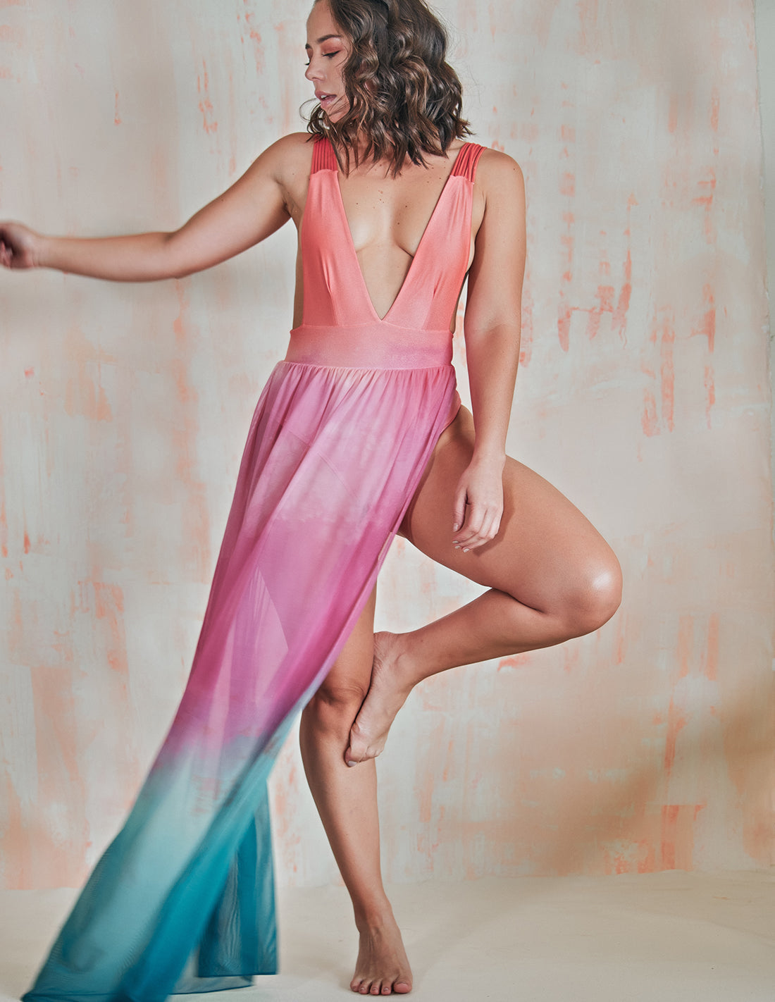 Vestido Coralito Uyuni Thermas. Vestido Teñido A Mano Color Uyuni Thermas