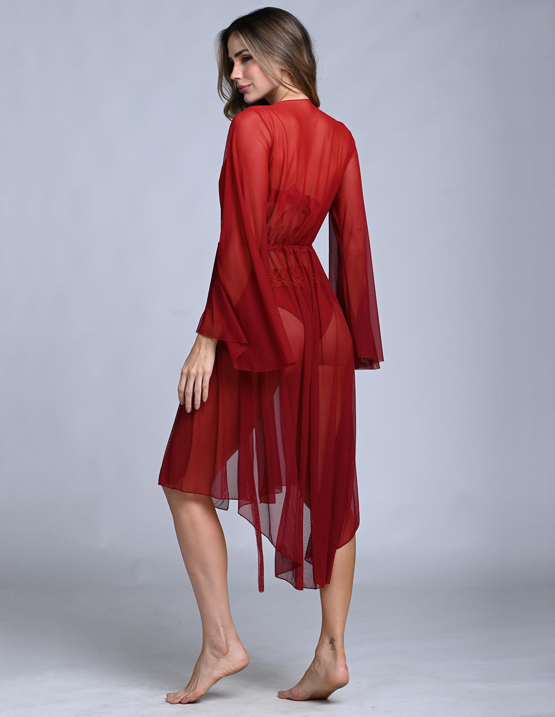 Kimono Eni Faded Wild Wine. Salida De Baño Kimono Teñido A Mano Color Faded Wild Wine