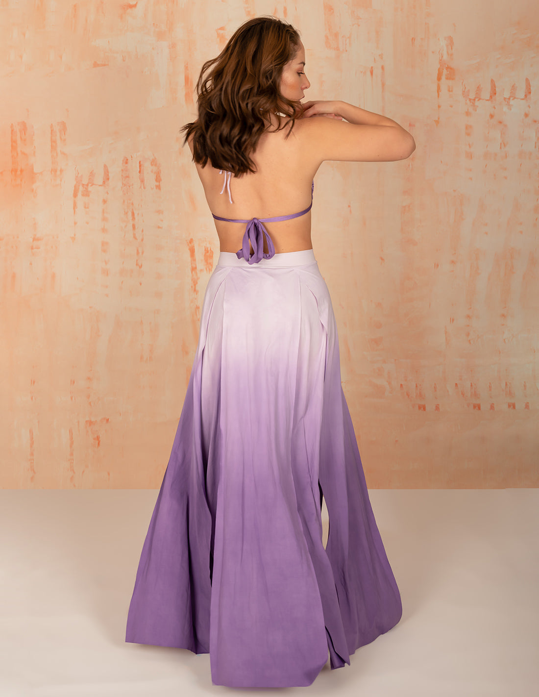 Falda Stripe Mind Purple. Falda Teñido A Mano Color Mind Purple. Entreaguas