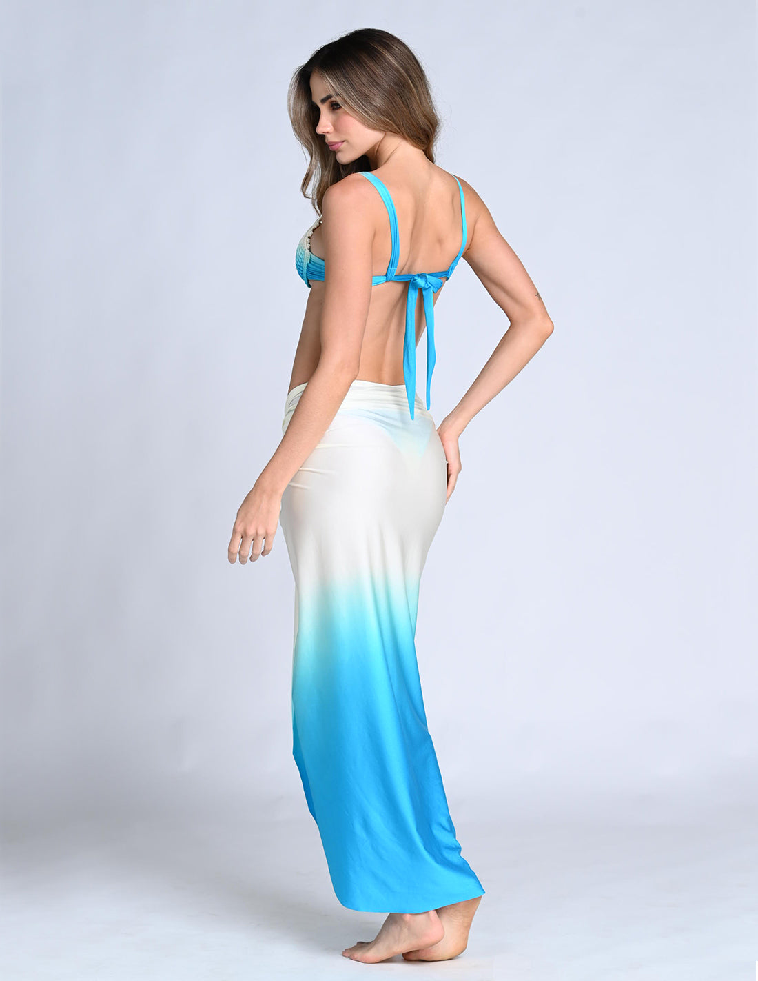 Falda Bay Faded Turquoise. Falda Teñido A Mano Color Faded Turquoise