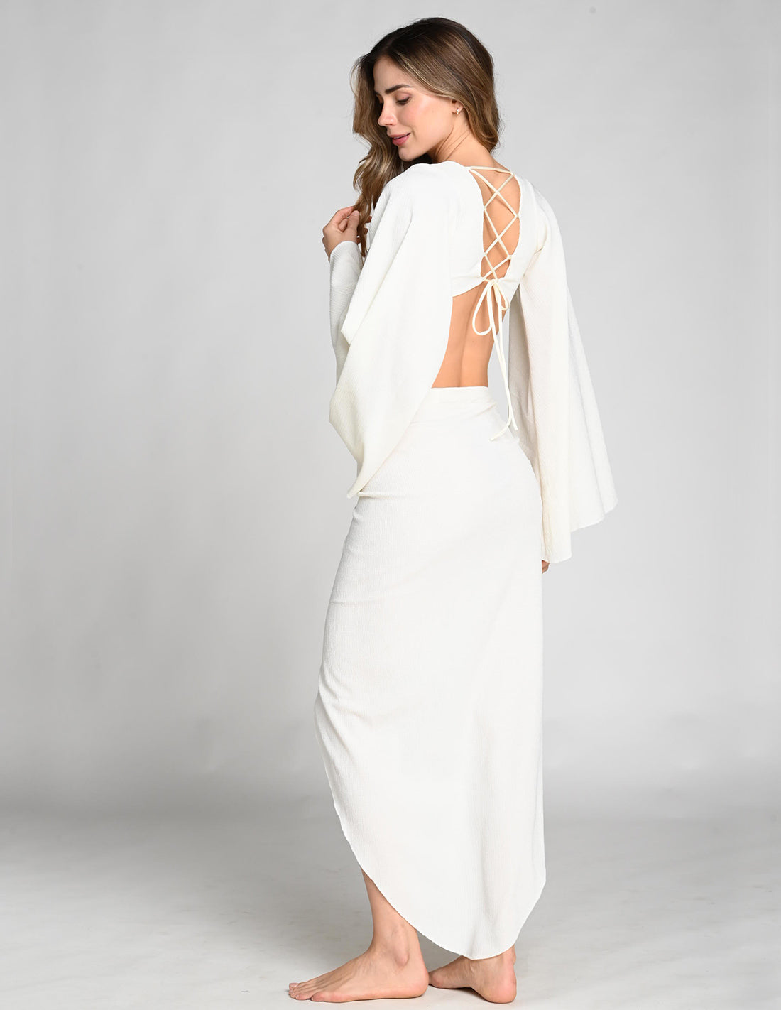 Falda Naiya Marfil. Falda Color Marfil