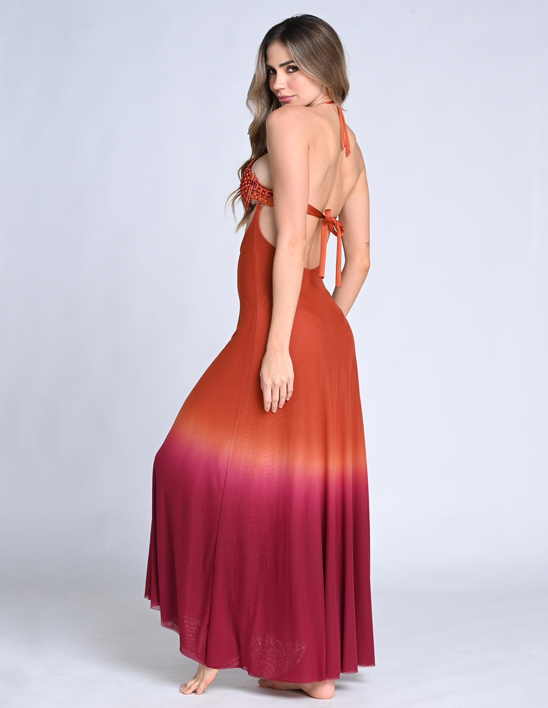 Falda Sairi Burgundy + Ochre. Falda Teñido A Mano Color Burgundy + Ochre