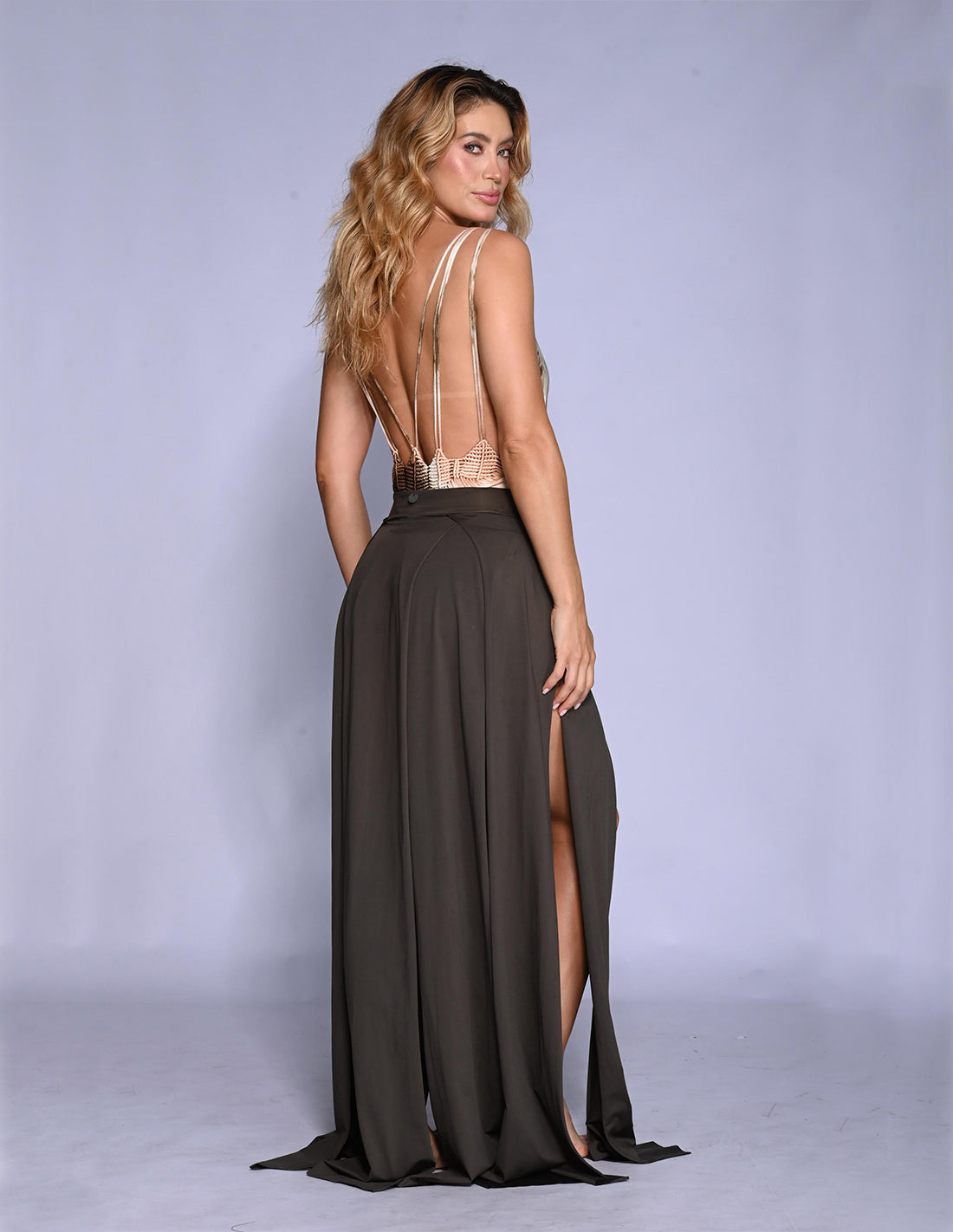 Falda Stripe Bali Brown. Falda Teñido A Mano Color Bali Brown