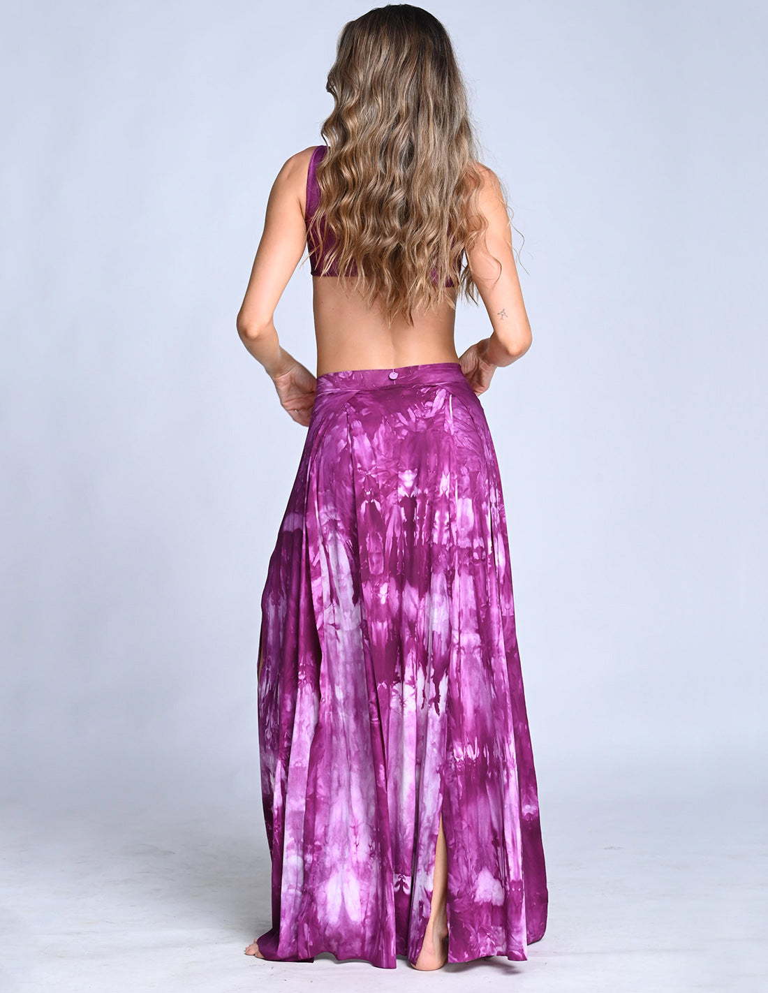 Falda Stripe Spotted Violet. Falda Teñido A Mano Color Spotted Violet