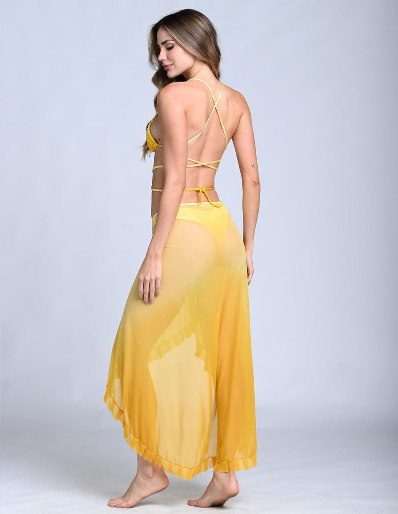 Pareo Calm Faded Yellow. Pareo De Playa Teñido A Mano Color Faded Yellow