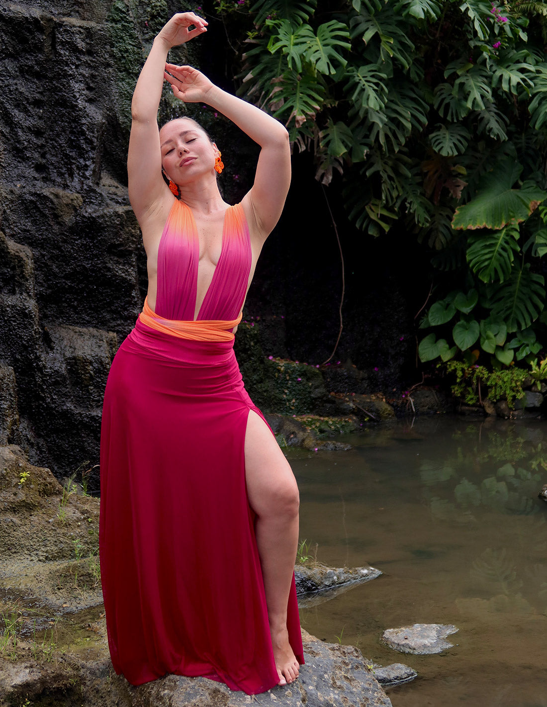 Outfit: Entero Hydra & Falda Fall Tangerine + Burgundy