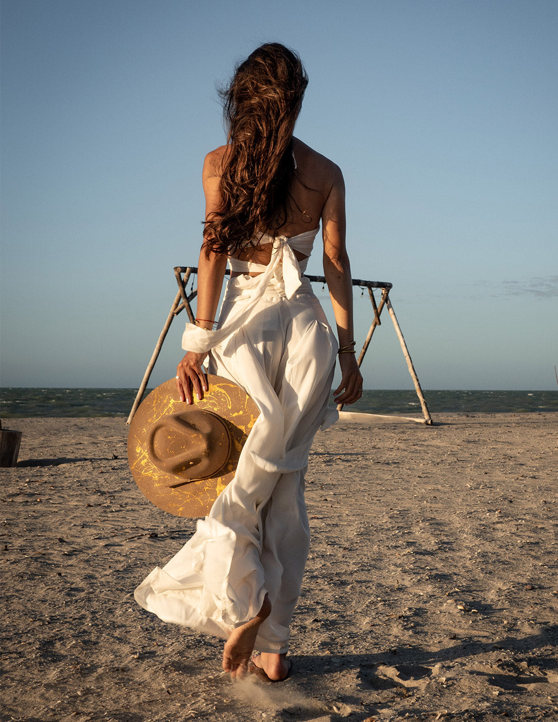 Pantalón Sunshine Marfil. Pantalón De Playa Color Marfil. Entreaguas