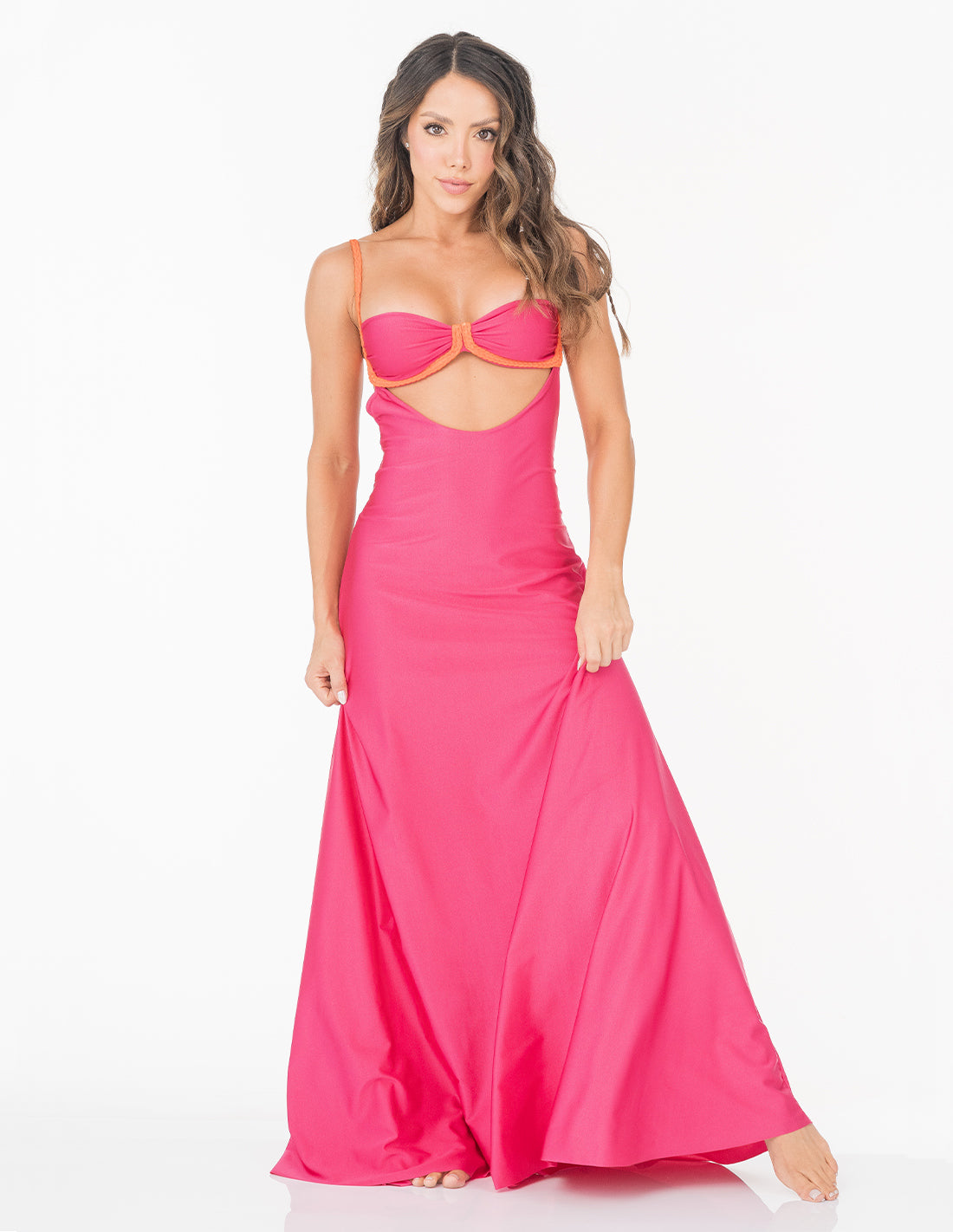 Falda Cartagena Fucsia. Falda Teñido A Mano Color Fucsia. Entreaguas