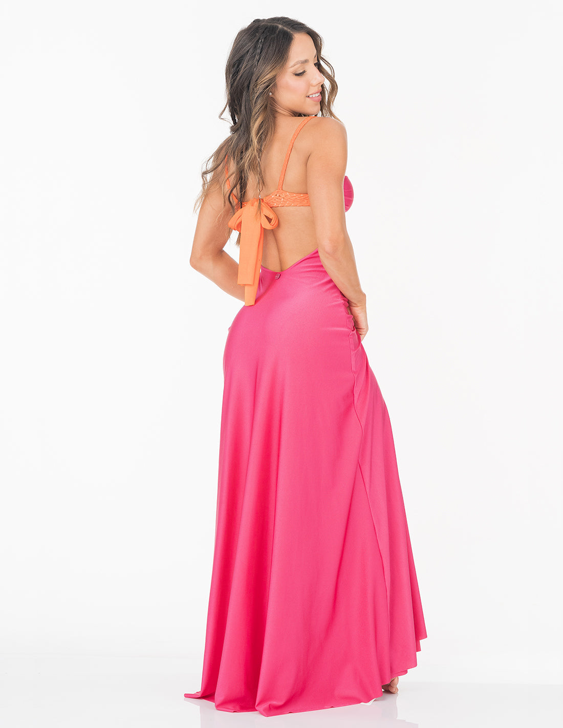 Falda Cartagena Fucsia. Falda Teñido A Mano Color Fucsia. Entreaguas