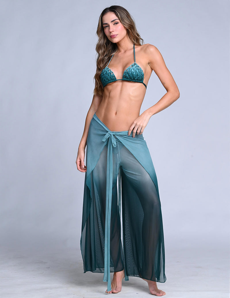 Pantalón Auren Faded Boreal Green. Pantalón Teñido A Mano Color Faded Boreal Green