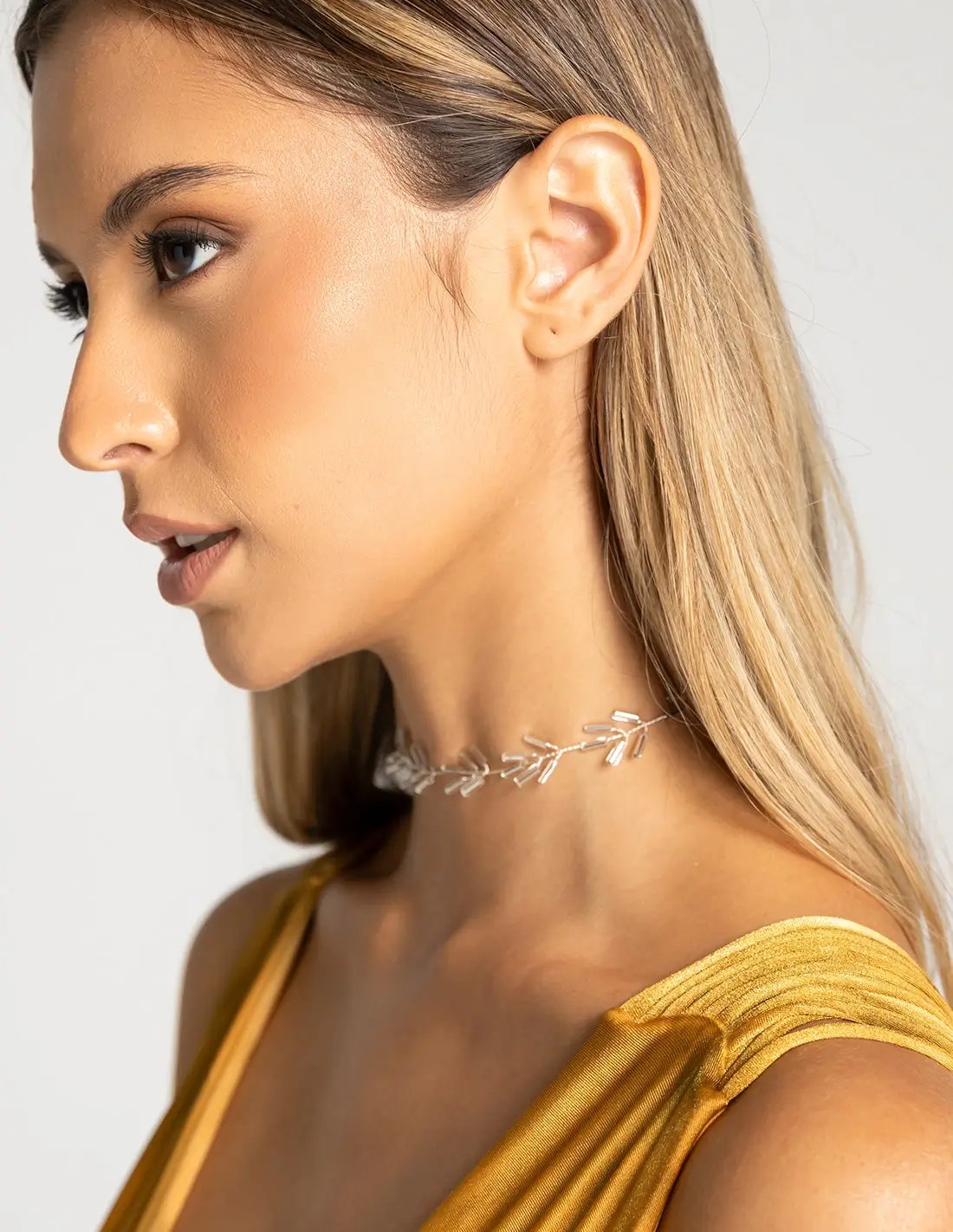 Choker Nyssa Plateado. Choker Color Plateado. Entreaguas