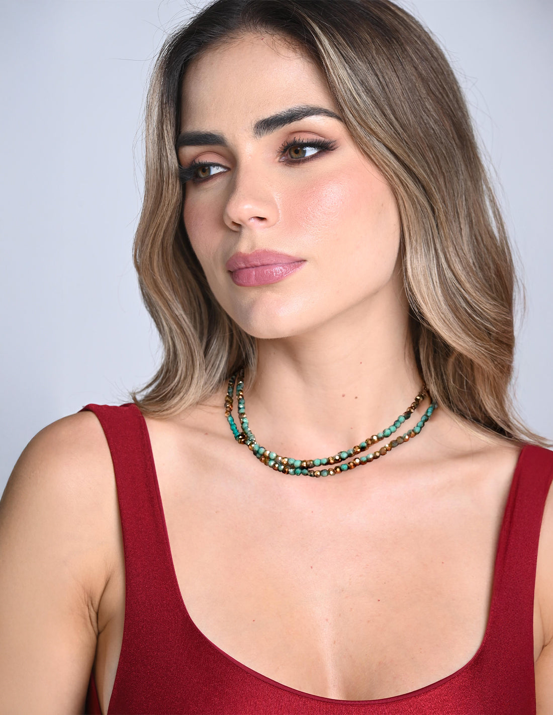 Choker Kiran Mint Green + Golden. Choker Color Mint Green + Golden