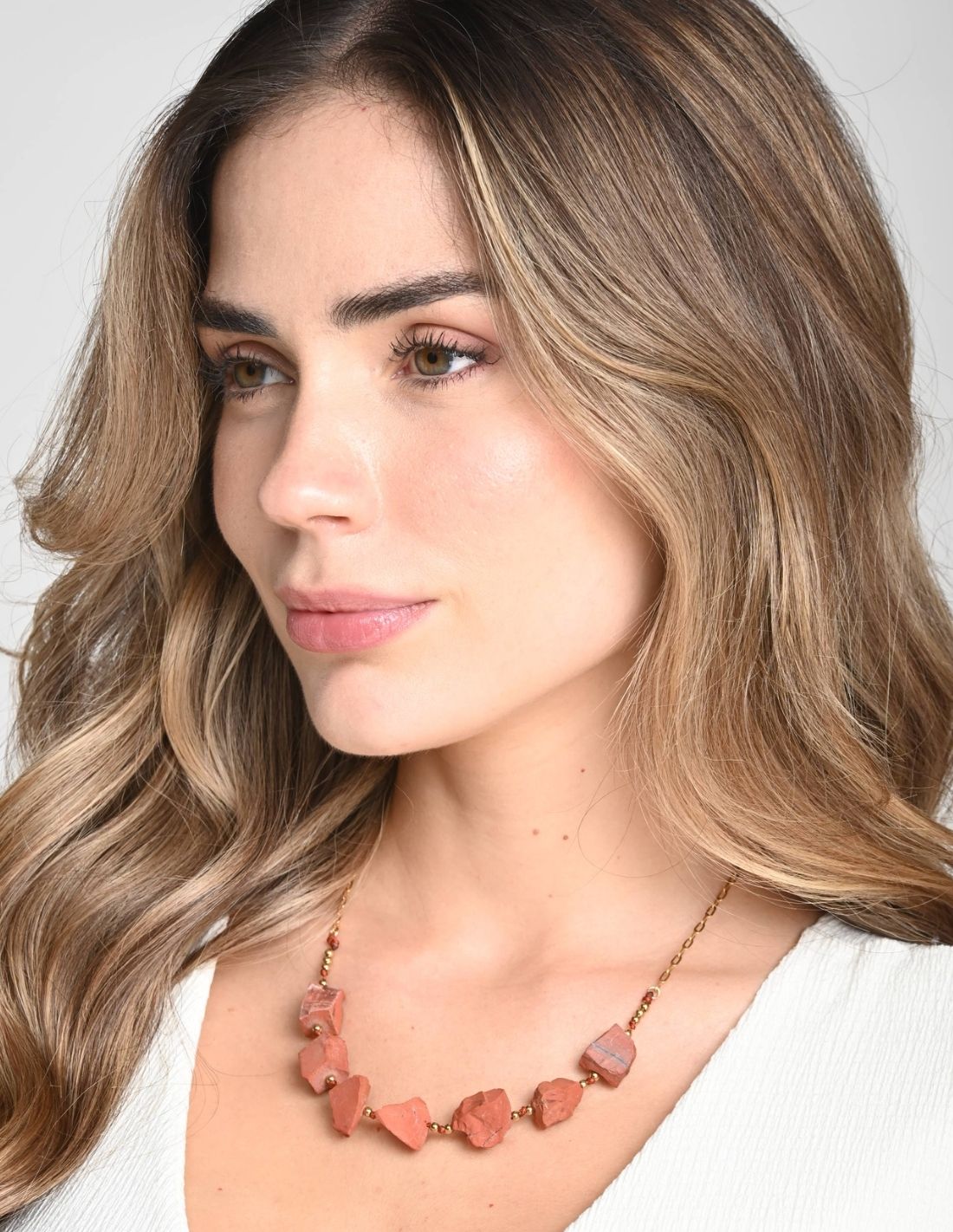 Collar Narella Red Jasper + Ochre. Collar Color Red Jasper + Ochre