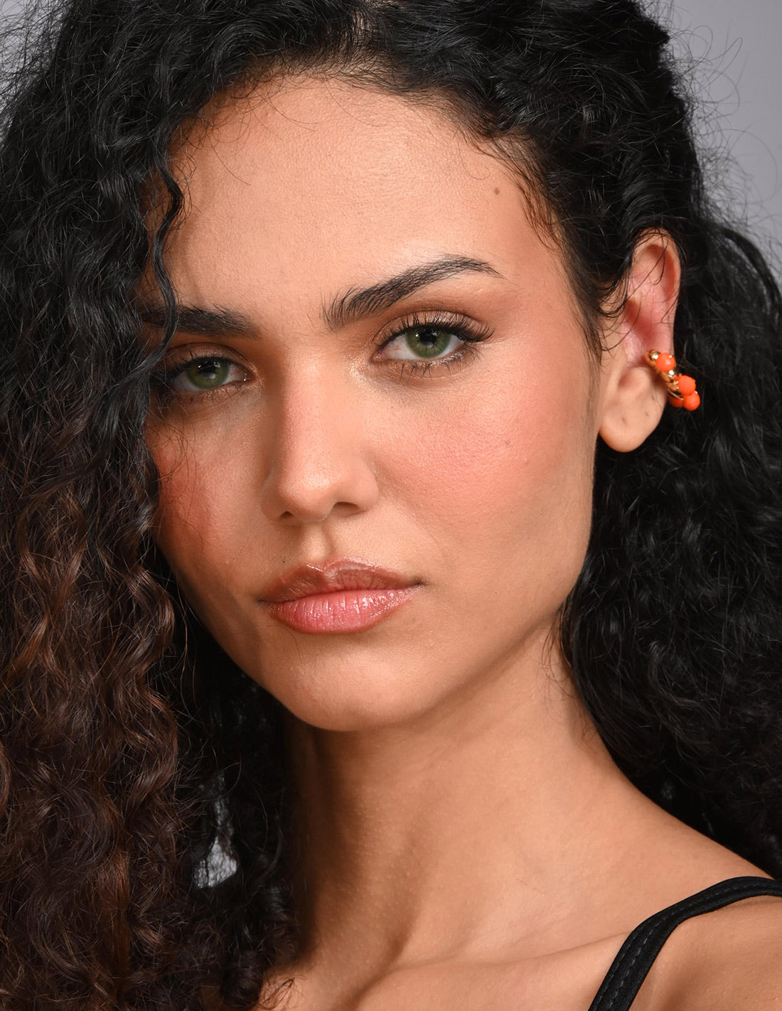 Ear Cuff Coil Murano Orange. Ear Cuff Color Orange