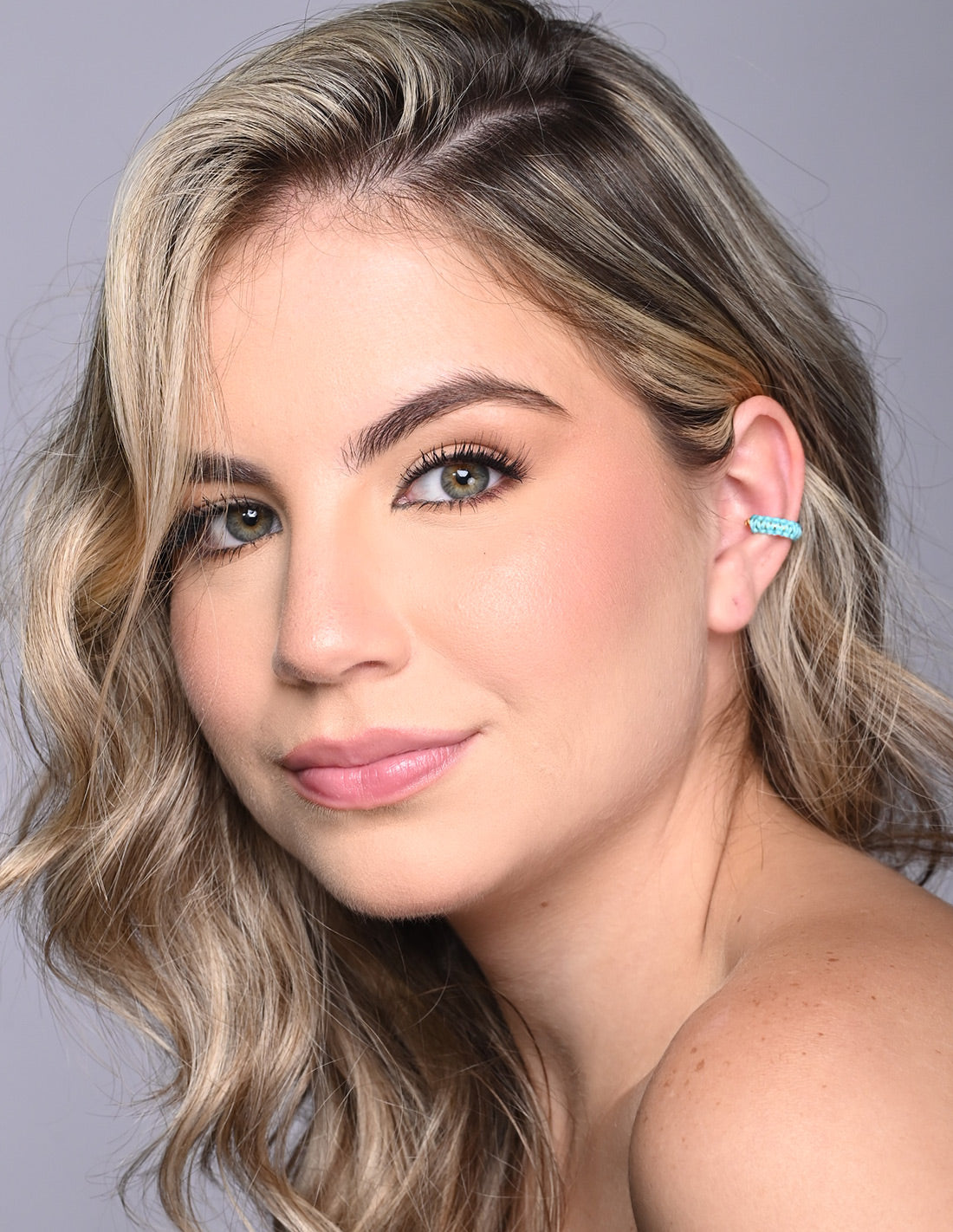 Ear Cuff Luna Creciente Green Mint. Ear Cuff Color Green Mint