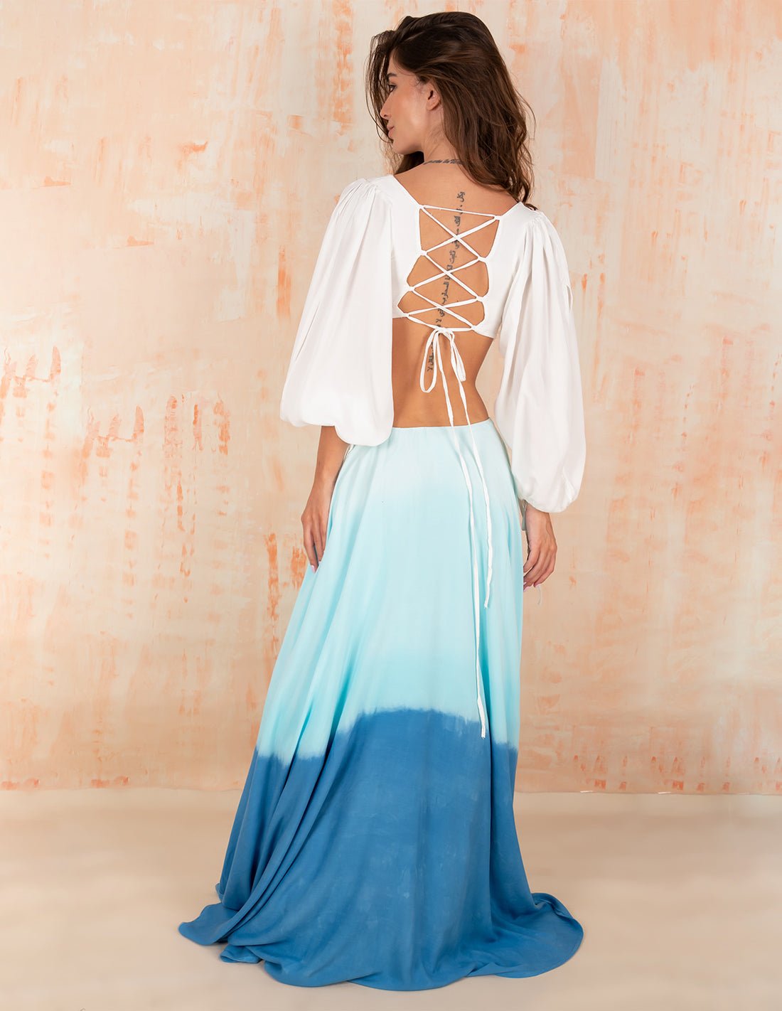 Vestido Guajira Turquoise + Oil Cristal + Ivory